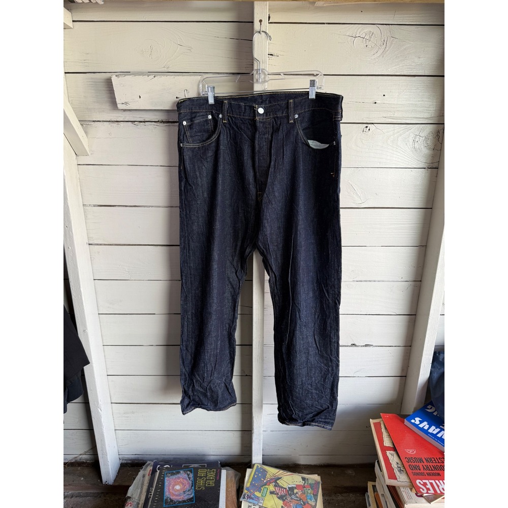 Levis 501 Original Fit Jeans Mens W40 L32 Dark Indigo Blue Button Fly Denim
